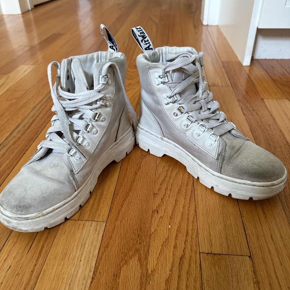 Dr. Martens Light Gray Canvas Boots